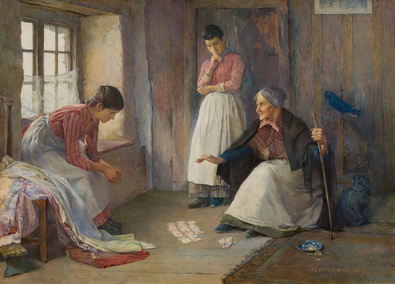The Fortune Teller, 1891 (wc na papíře) od Henry Meynell Rheam