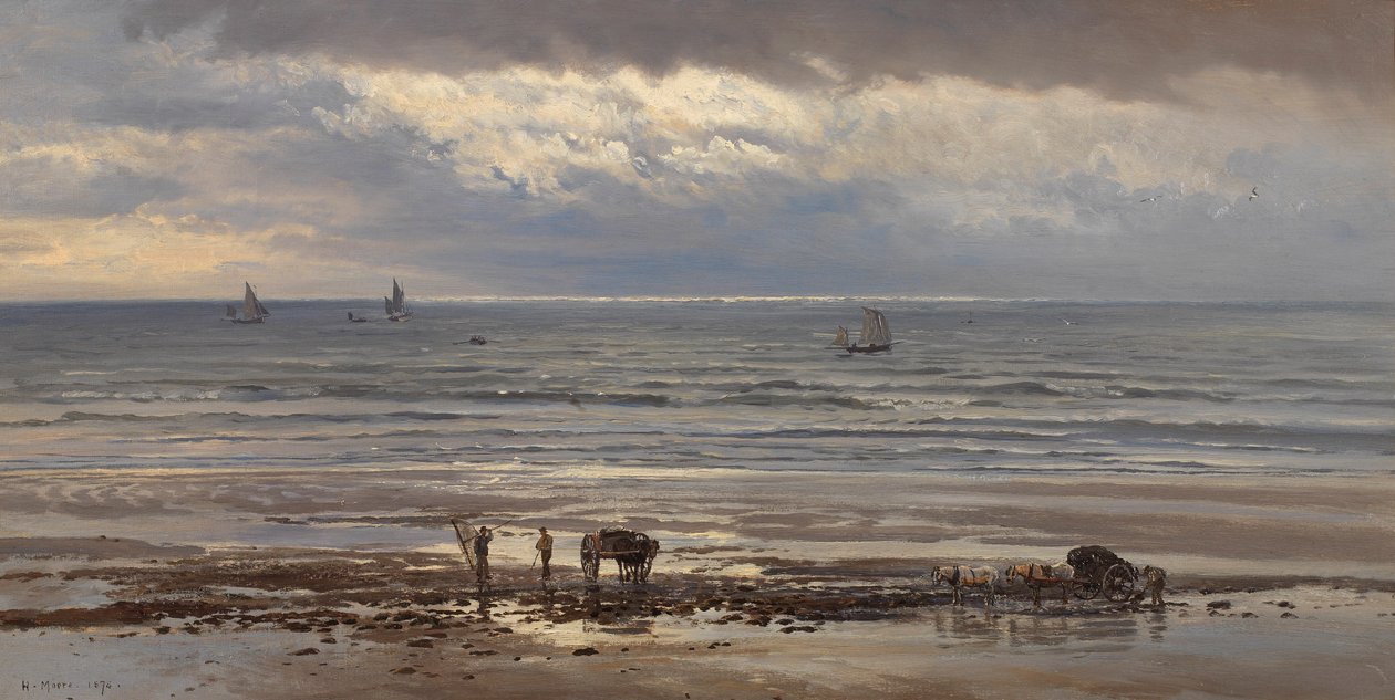 Sběrači řas – Šedé ráno, 1874 od Henry Moore