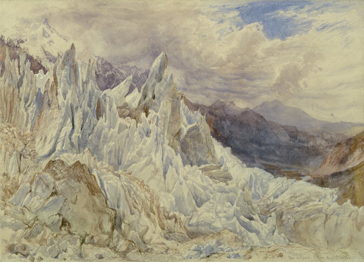 Mer de Glace, 1856 (wc nad grafitem s kvašem na papíře) od Henry Moore