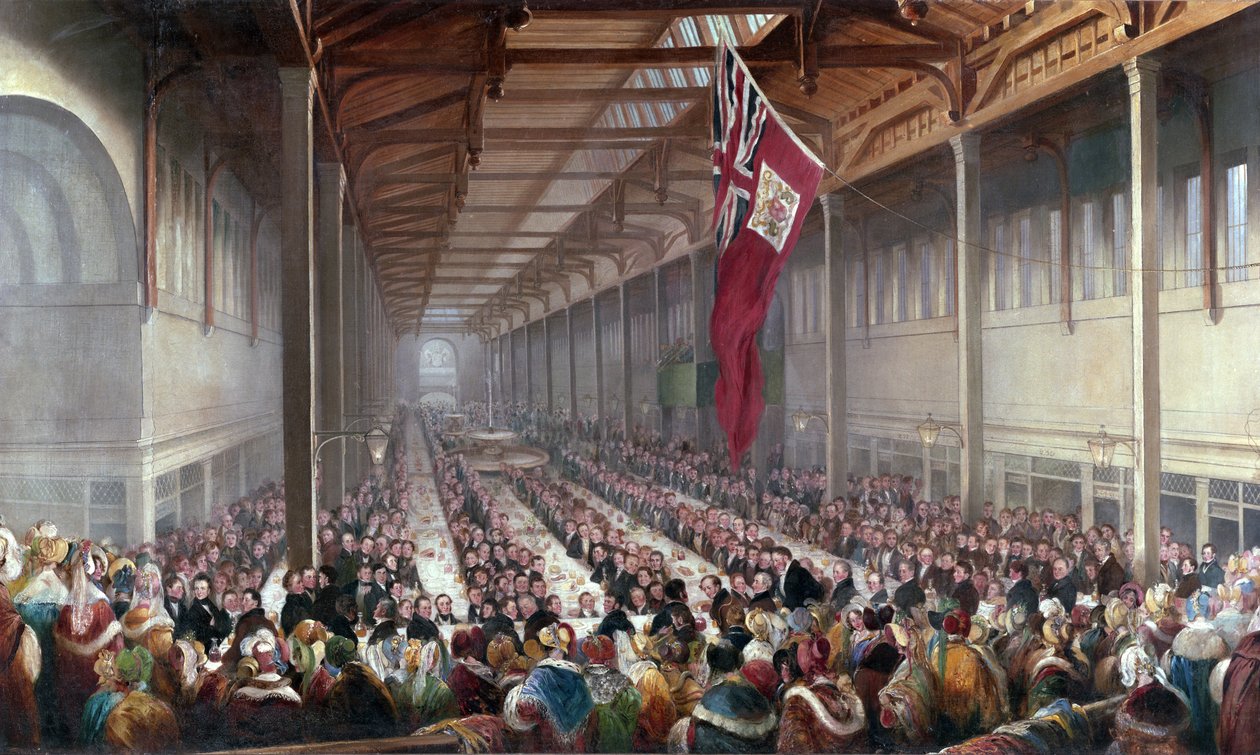 Banket pořádaný u příležitosti otevření trhu Grainger Market, Newcastle upon Tyne, kolem roku 1835 od Henry Perlee Parker