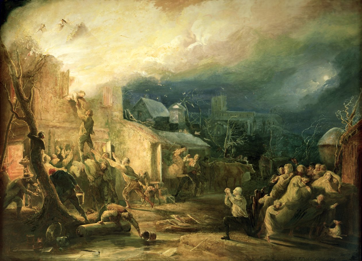 Záchrana Johna Wesleyho z požáru fary Epworth, 1840 od Henry Perlee Parker