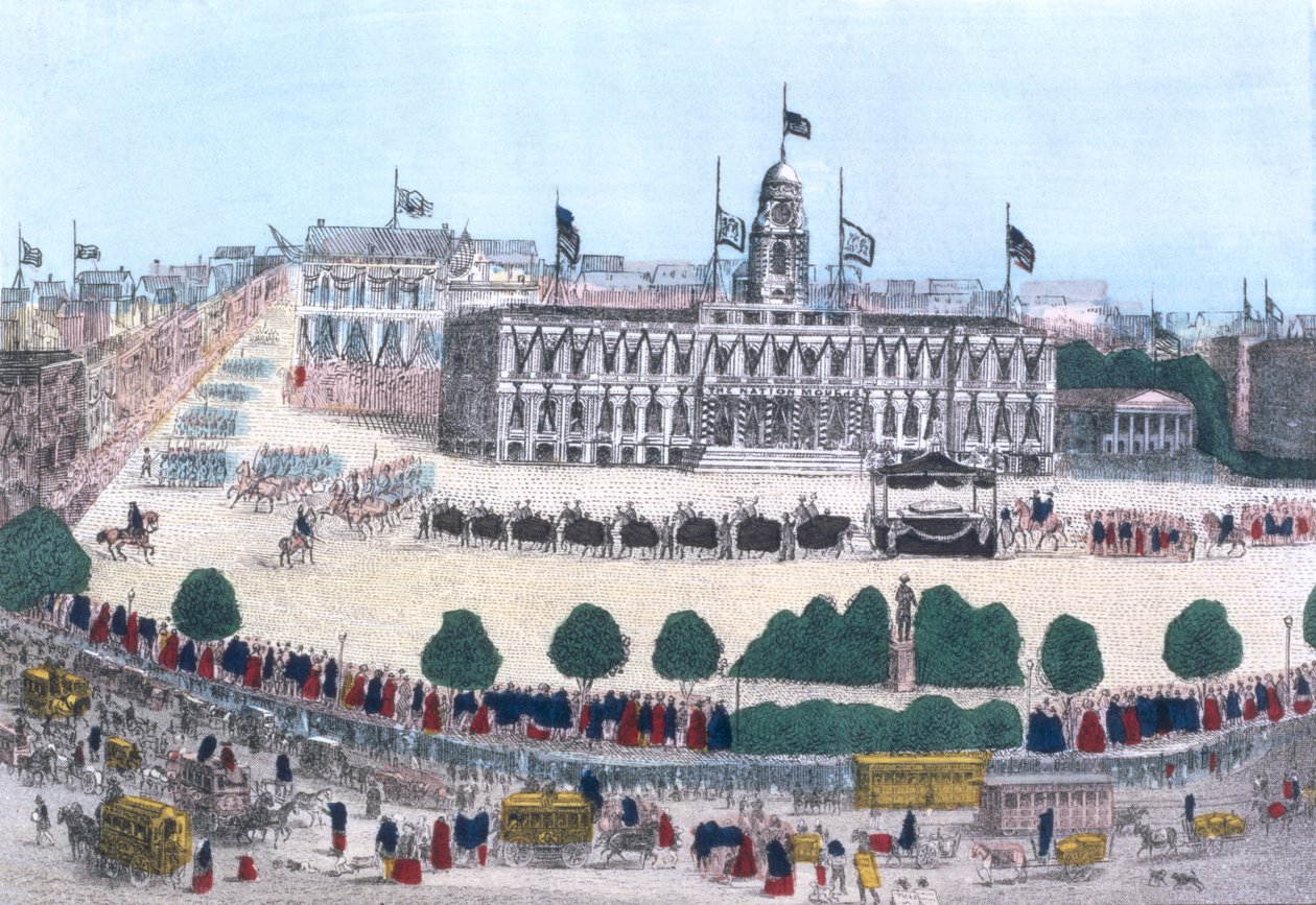 Smuteční průvod na památku prezidenta Abrahama Lincolna, hospoda. Charles Magnus, 1865 od Henry R. Robinson