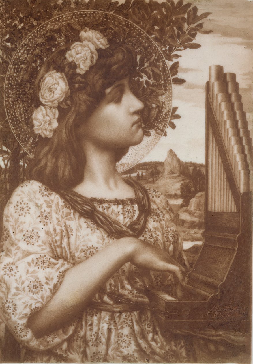 Saint Cecilia, kolem roku 1885 (olej na opálovém skle) od Henry Ryland