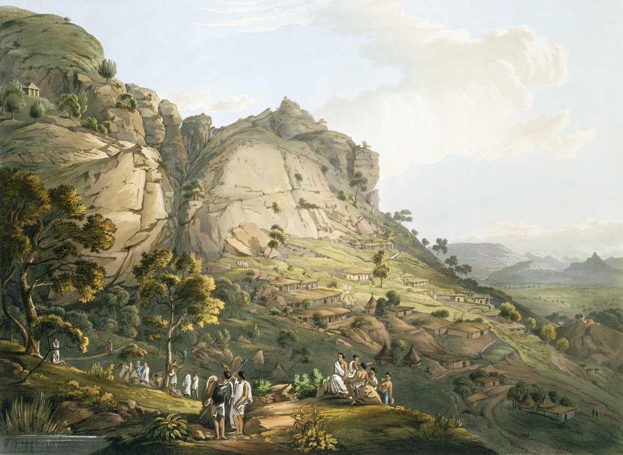 Město Abha v Habeši, vyryto J. Bluckem (fl.1791-1831) 1809 (akvatinta) od Henry Salt