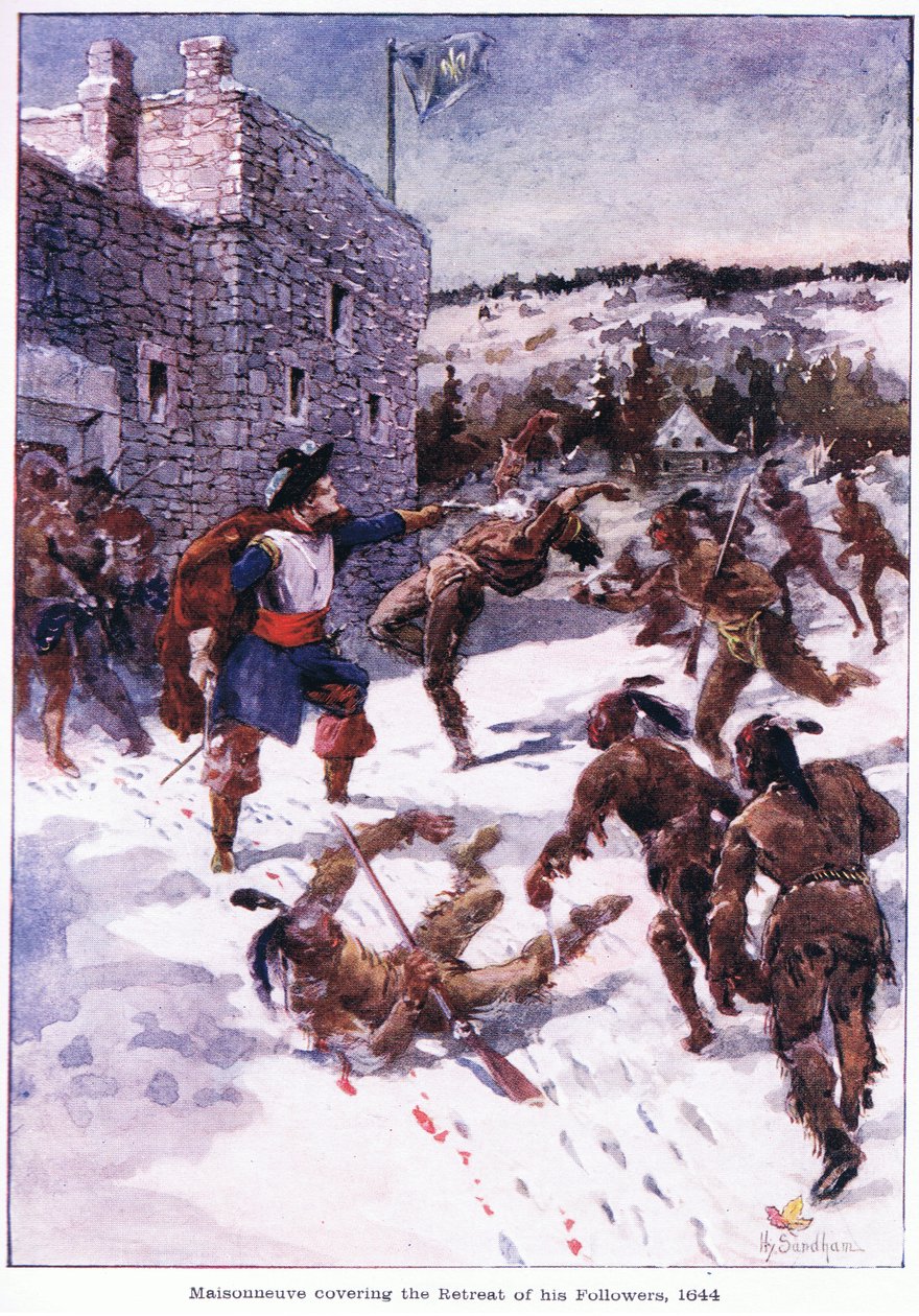 Maisonneuve pokrývající ústup jeho následovníků 1644, kolem roku 1920 od Henry Sandham