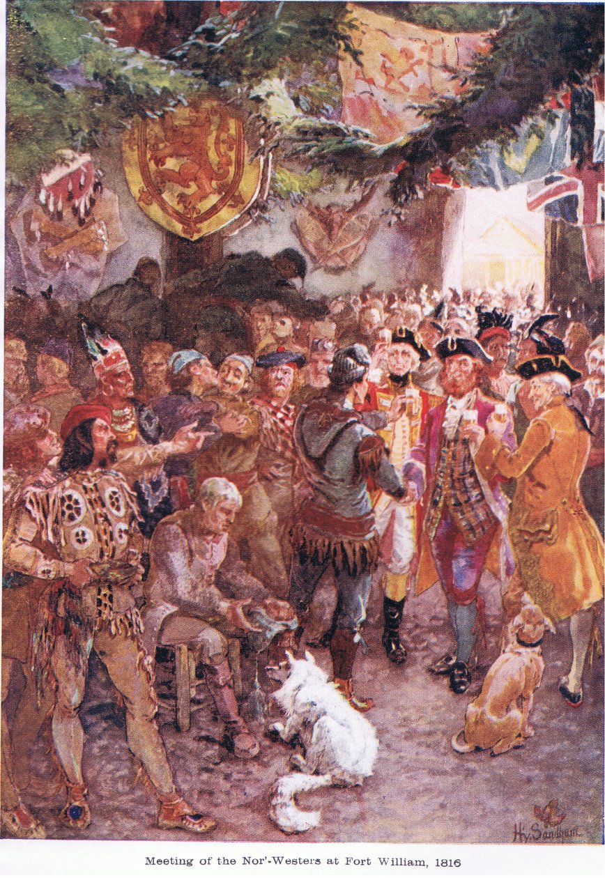 Setkání NorWesterů ve Fort William 1816, kolem roku 1920 od Henry Sandham