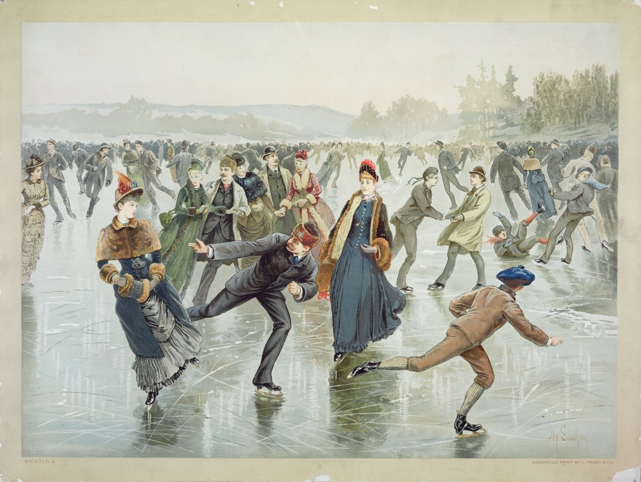 Skating, nakladatelství L. Prang and Co. od Henry Sandham