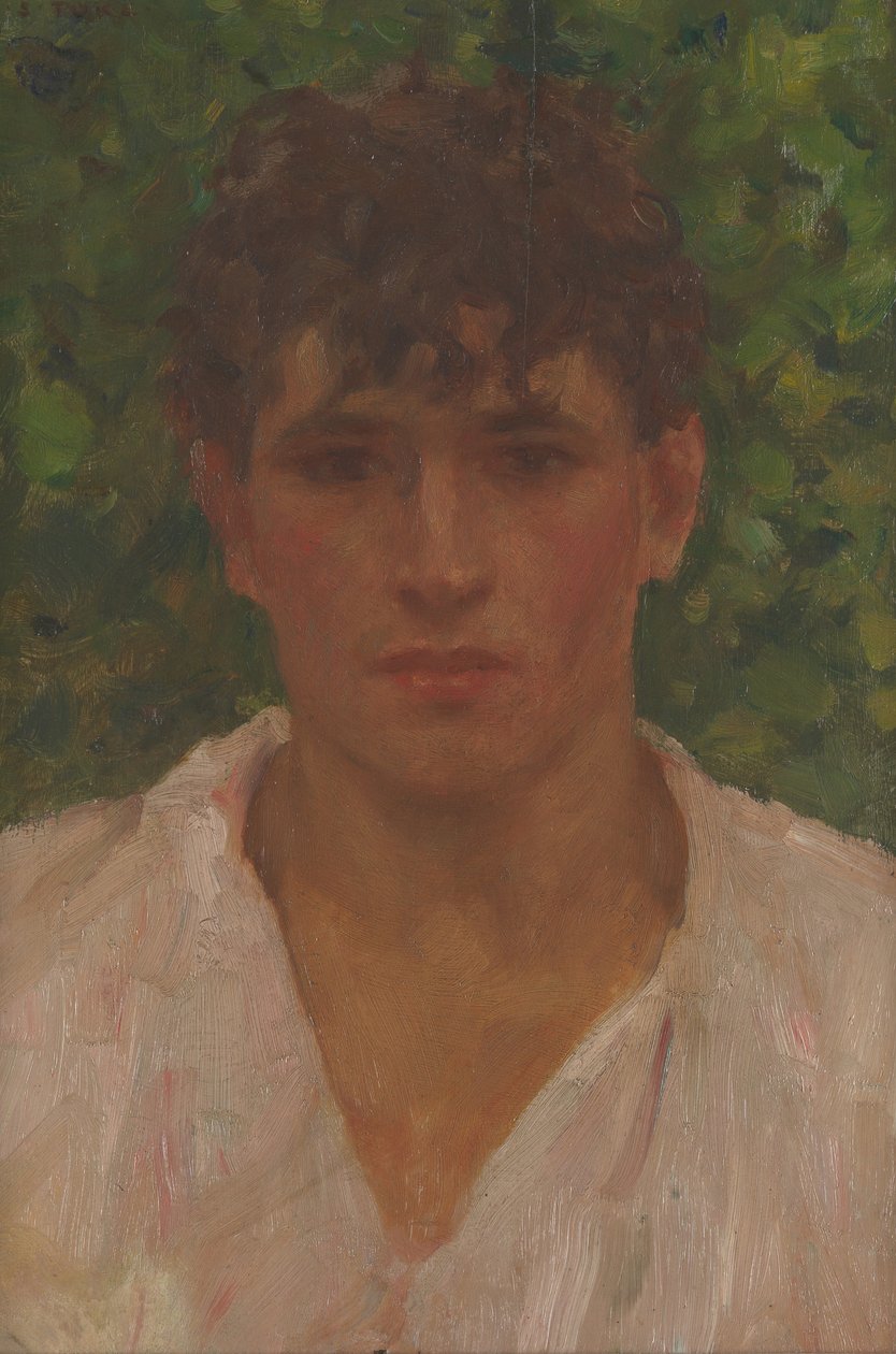 Portrét mladého muže s otevřeným límcem od Henry Scott Tuke