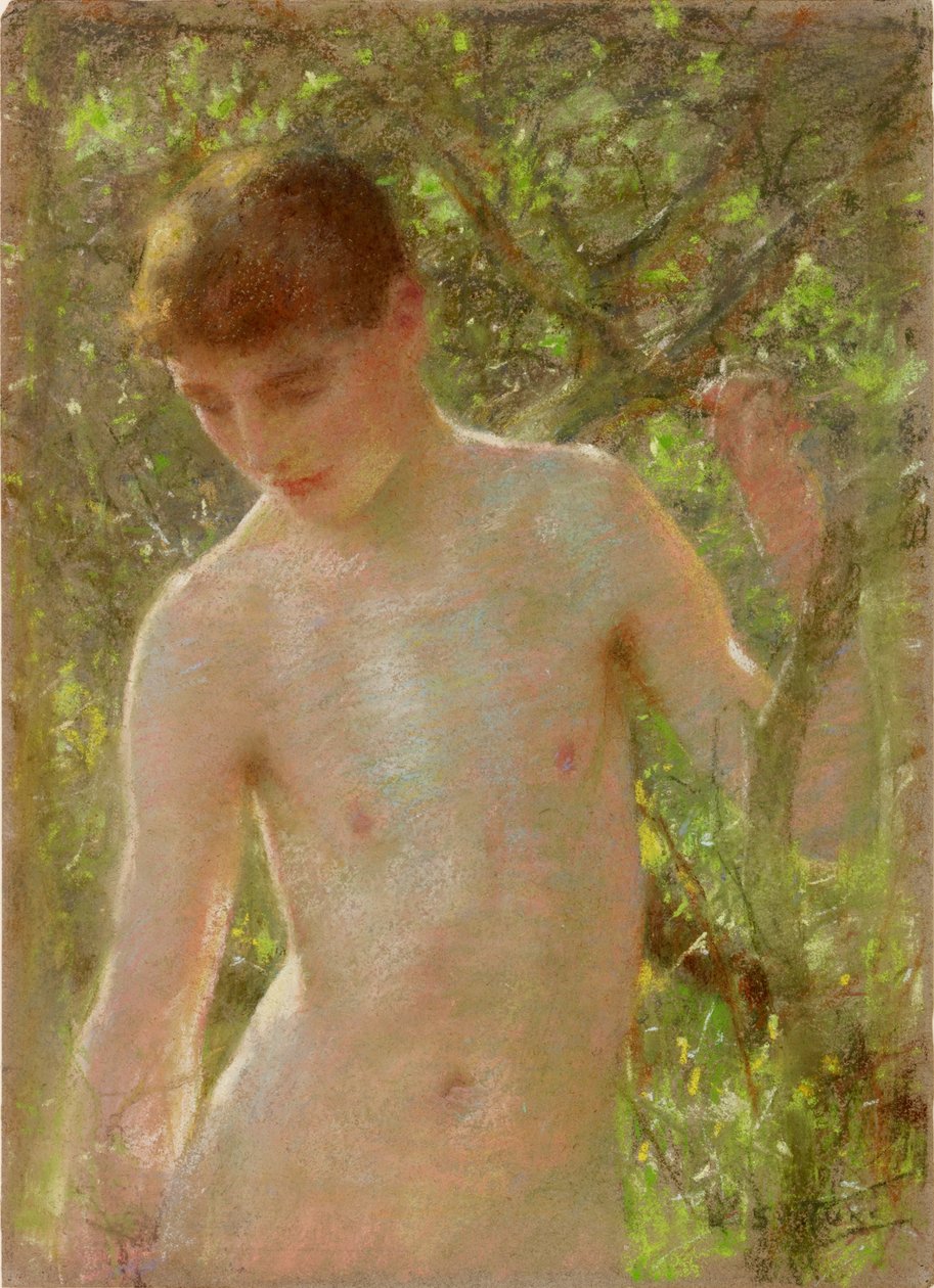 Studie chlapce (pastel na papíře) od Henry Scott Tuke