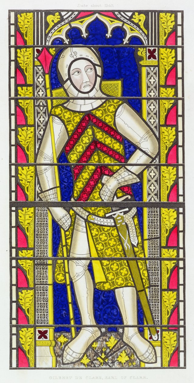 Gilbert de Clare, 3. hrabě z Gloucesteru (1243-95), po vitrážovém okně z roku 1340 v Tewkesbury Abbey Church od Henry Shaw