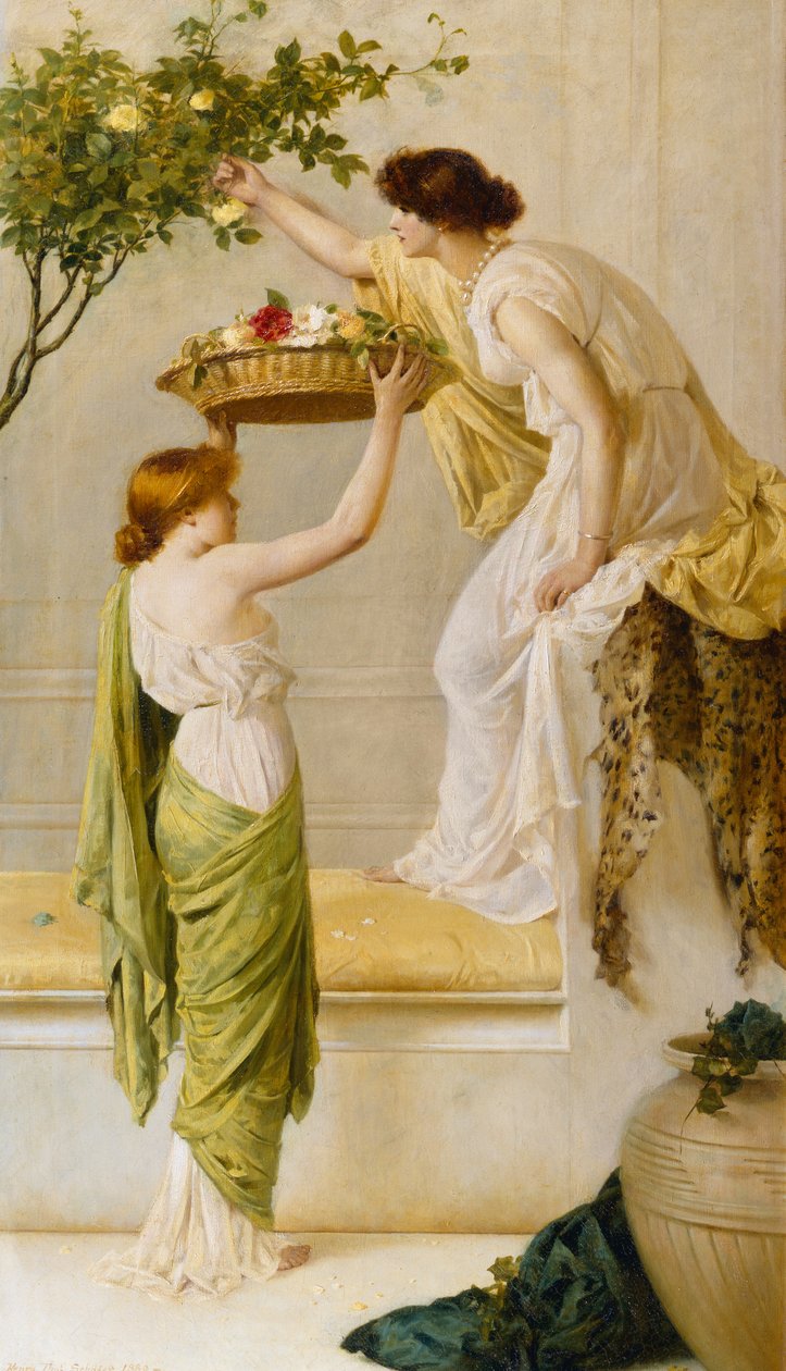 Košík růží, řecké dívky, cca 1890 od Henry Thomas Schaefer