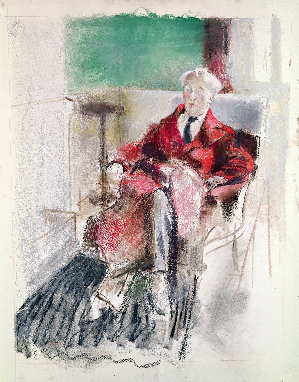 Portrét George Moorea (1852-1933) kolem roku 1920 (pastel na papíře) od Henry Tonks