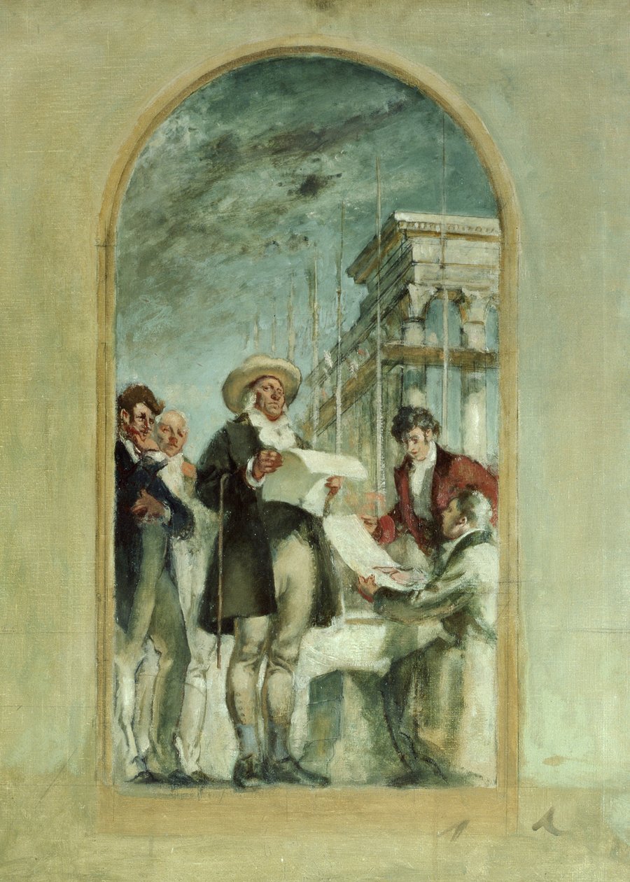 Skica pro „Čtyři zakladatelé University College“, 1922 (tempera na plátně) od Henry Tonks
