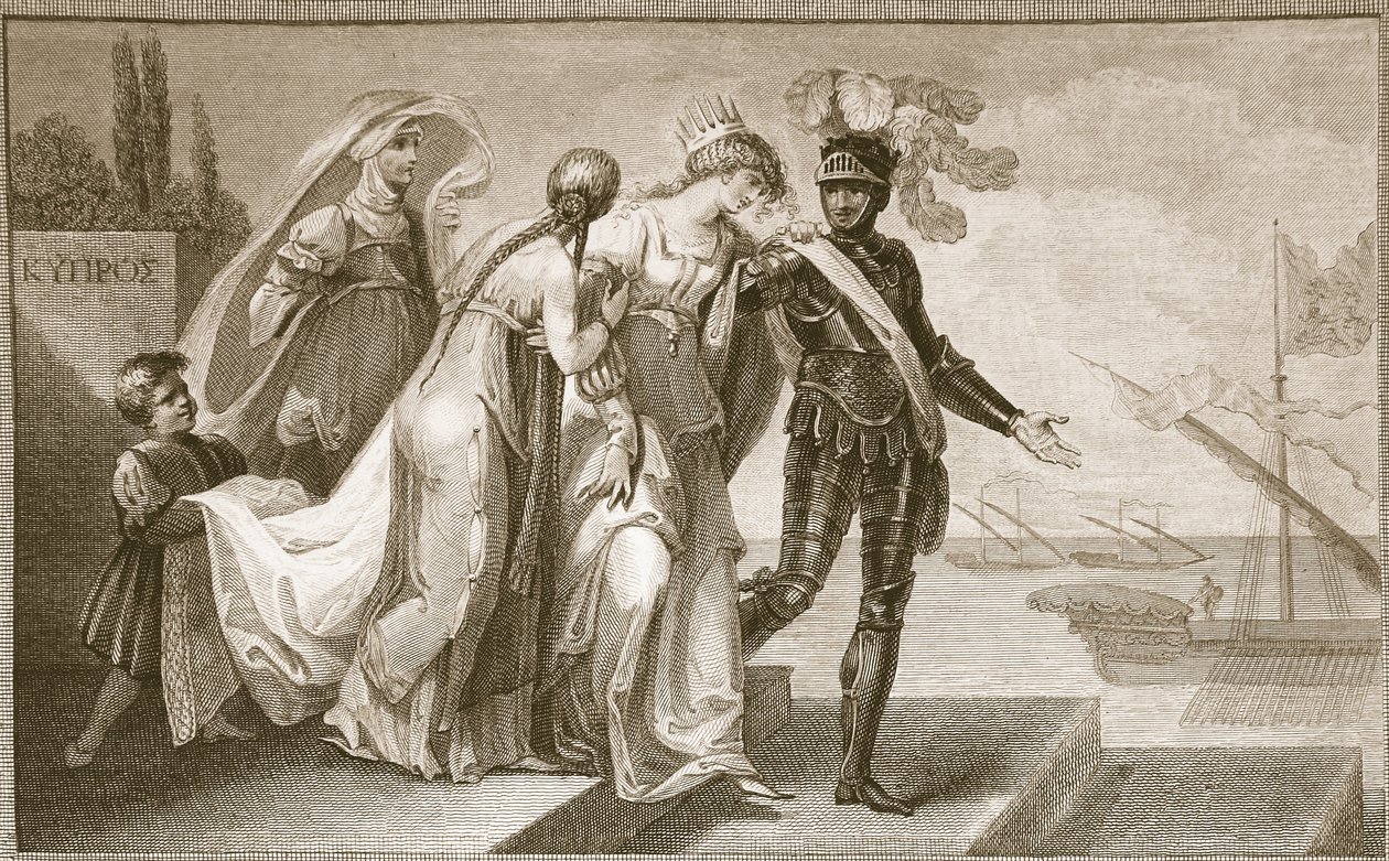 Richard I. odcházející z Kypru, ryl J. Fittler, ilustrace z Davida Humea 