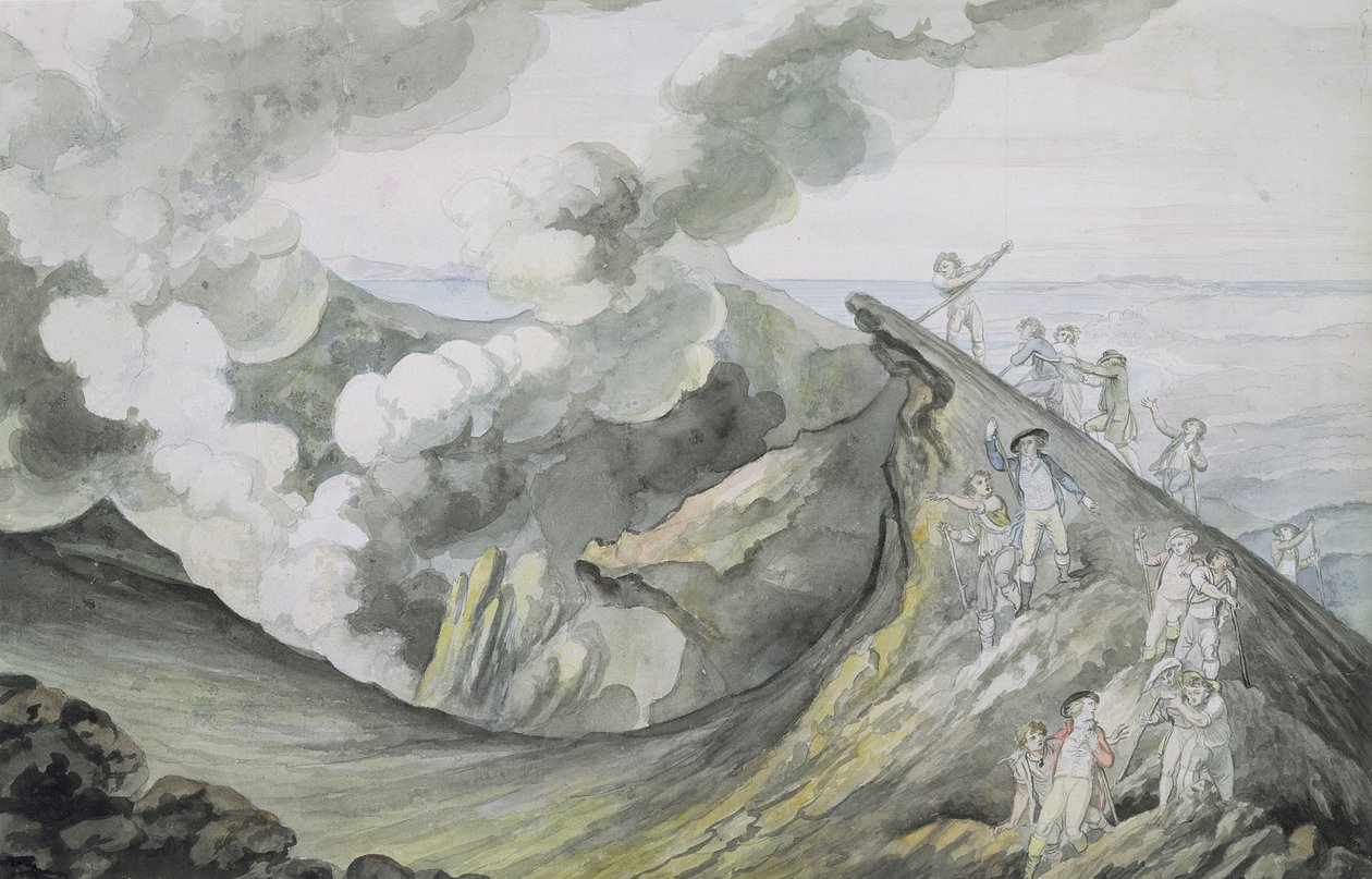Výstup na Vesuv, 1785-91 (wc nad grafitem na papíře) od Henry Tresham