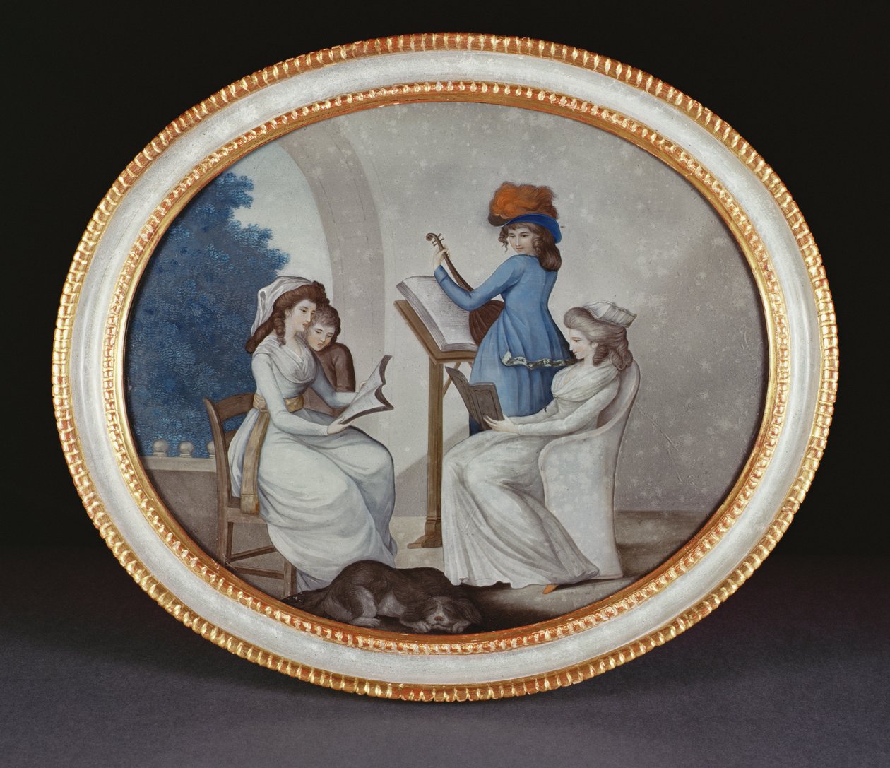 Reverzní skleněná malba zobrazující hudebníky, období Qianlong (1736-95) kolem roku 1790 (sklo) od Henry W. Banbury
