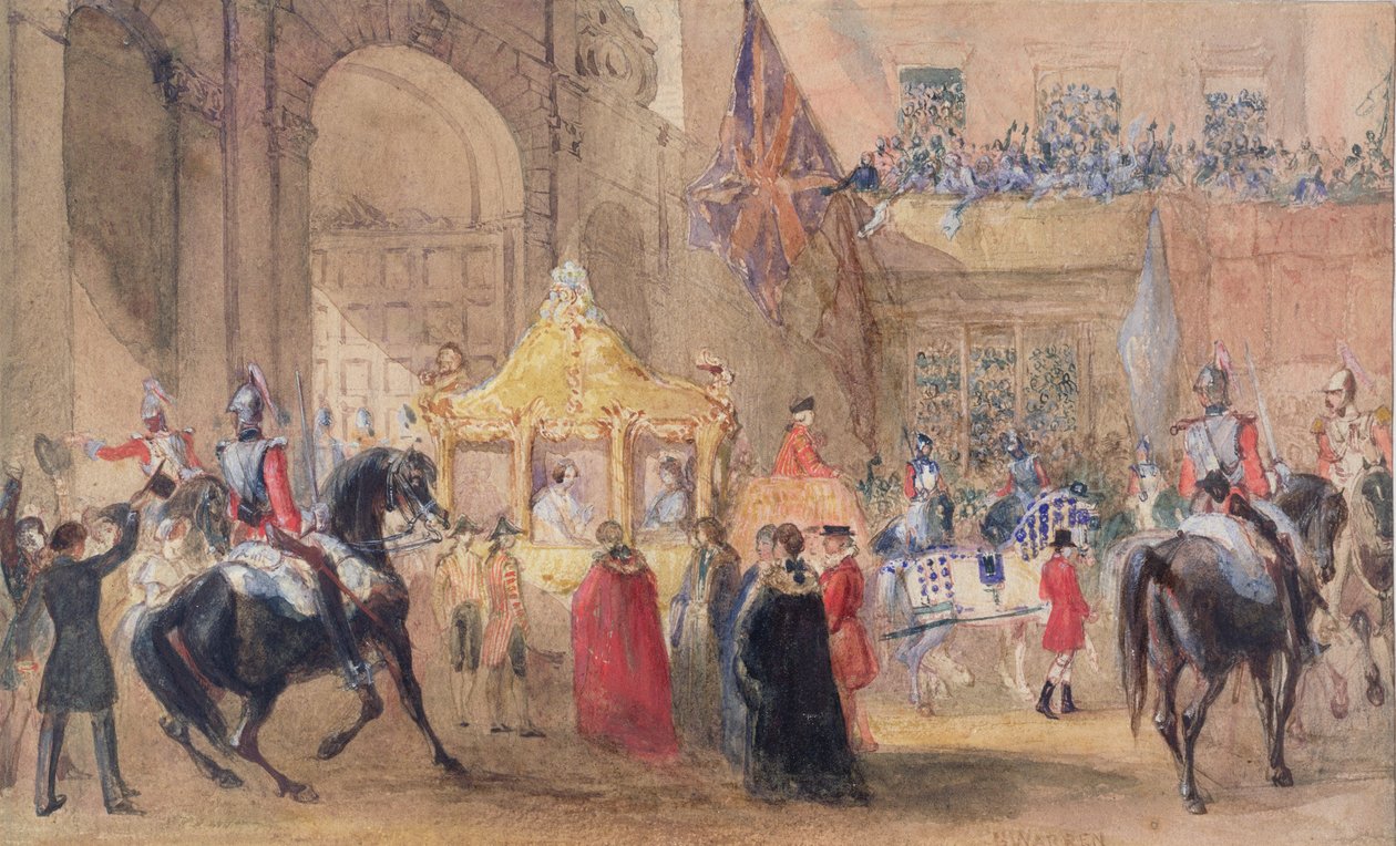 Primátor stojící připraven pozdravit královnu Viktorii (1819-1901) v Temple Bar v roce 1837 od Henry Warren