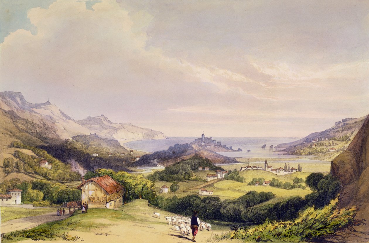 Carlist Fort El Parque s Fuentarabií a ústím Bidassoa, 1838 od Henry Wilkinson