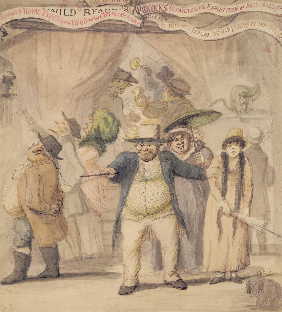 Vstup do Pidcockova výstavního stanu na veletrhu (pero a wc na papíře) od Henry William Bunbury