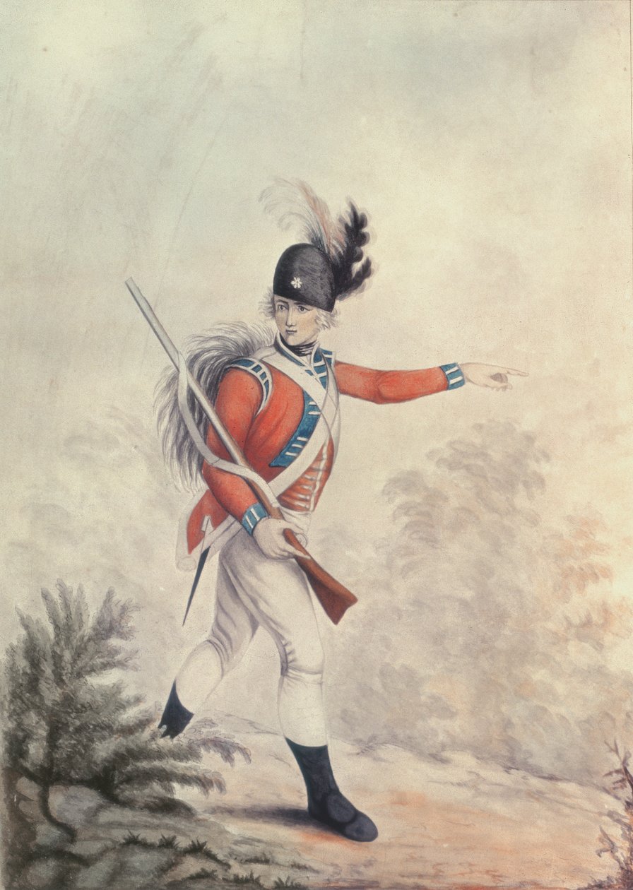 Light Infantryman, obraz pro rytinu Soiron publikoval Thomas Macklin, 20. července 1791 od Henry William Bunbury