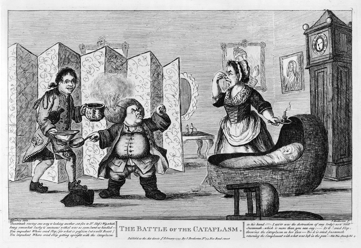 The Battle of the Cataplasm, pub. 1773 od Henry William Bunbury