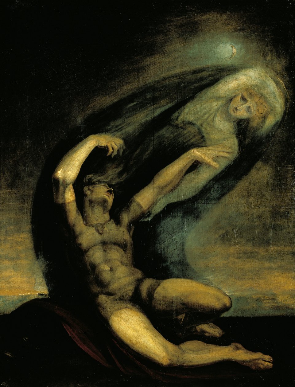 Achilles se snaží zachytit stín Patrokla od Johann Heinrich Füssli