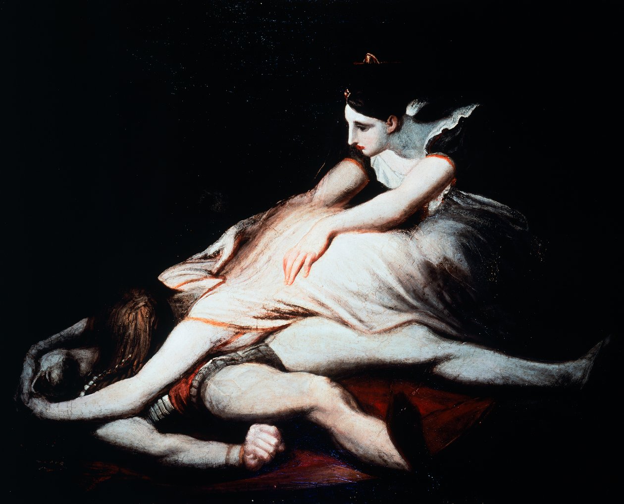 Kriemhild se vrhá na Siegfriedovu mrtvolu od Johann Heinrich Füssli