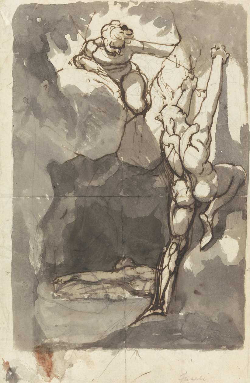 Studie k „Nalezení těla Bassanio“ od Henry  Fuseli