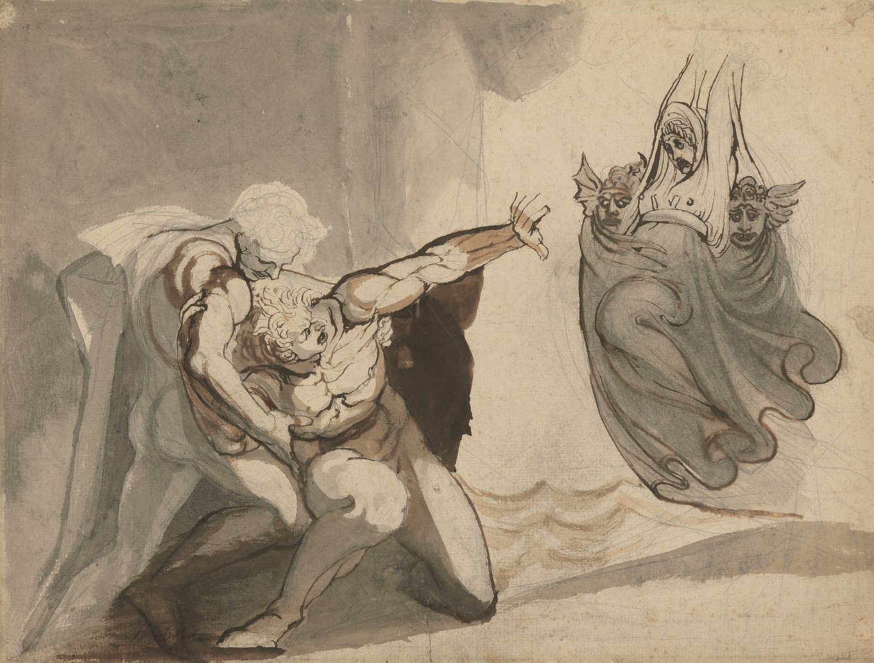 Orestova vize (pero a tuš s grafitem a wash na papíře) od Henry (1741 1825) Fuseli