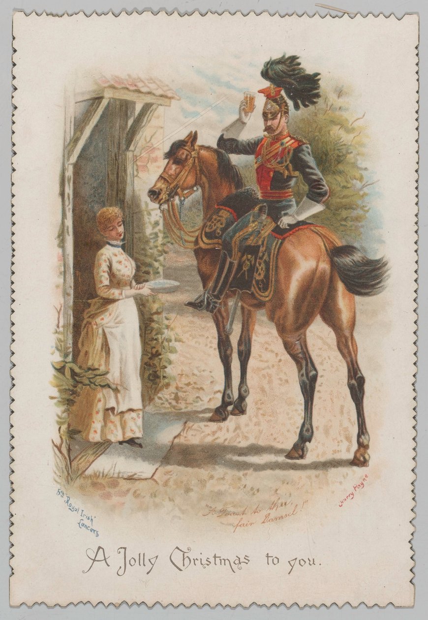 „Přípitek pro tebe, krásná slečno! A Jolly Christmas to you’ (vánoční přání) od Henry Payne