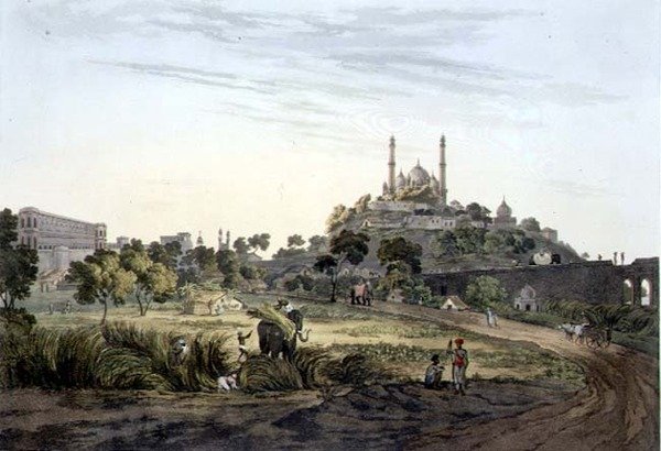 Pohled na Lucknow, deska VII, ryl Daniel Havell (1785-1826) 1809 (rytina) od Henry (after) Salt