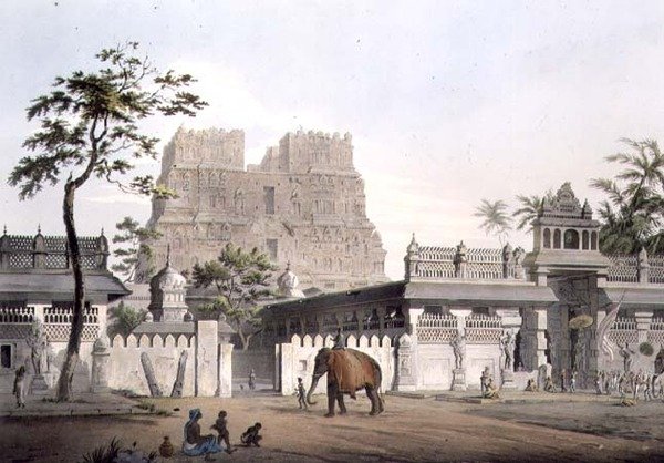Pagoda v Ramisseramu, deska IX, ryl J. Bluck (fl.1791-1831) 1809 (rytina) od Henry (after) Salt