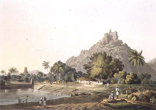 Pagody v Trinchicunum, deska XI, ryl Daniel Havell (1785-1826) 1809 (rytina) od Henry (after) Salt