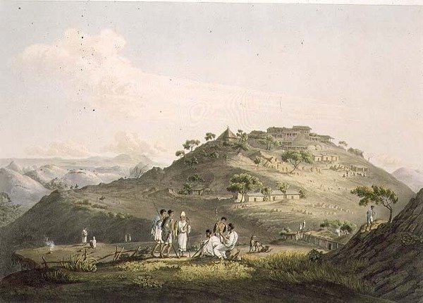 Město Dixan v Habeši, vyryto Danielem Havellem (1785-1826) 1809 (akvatinta) od Henry (after) Salt