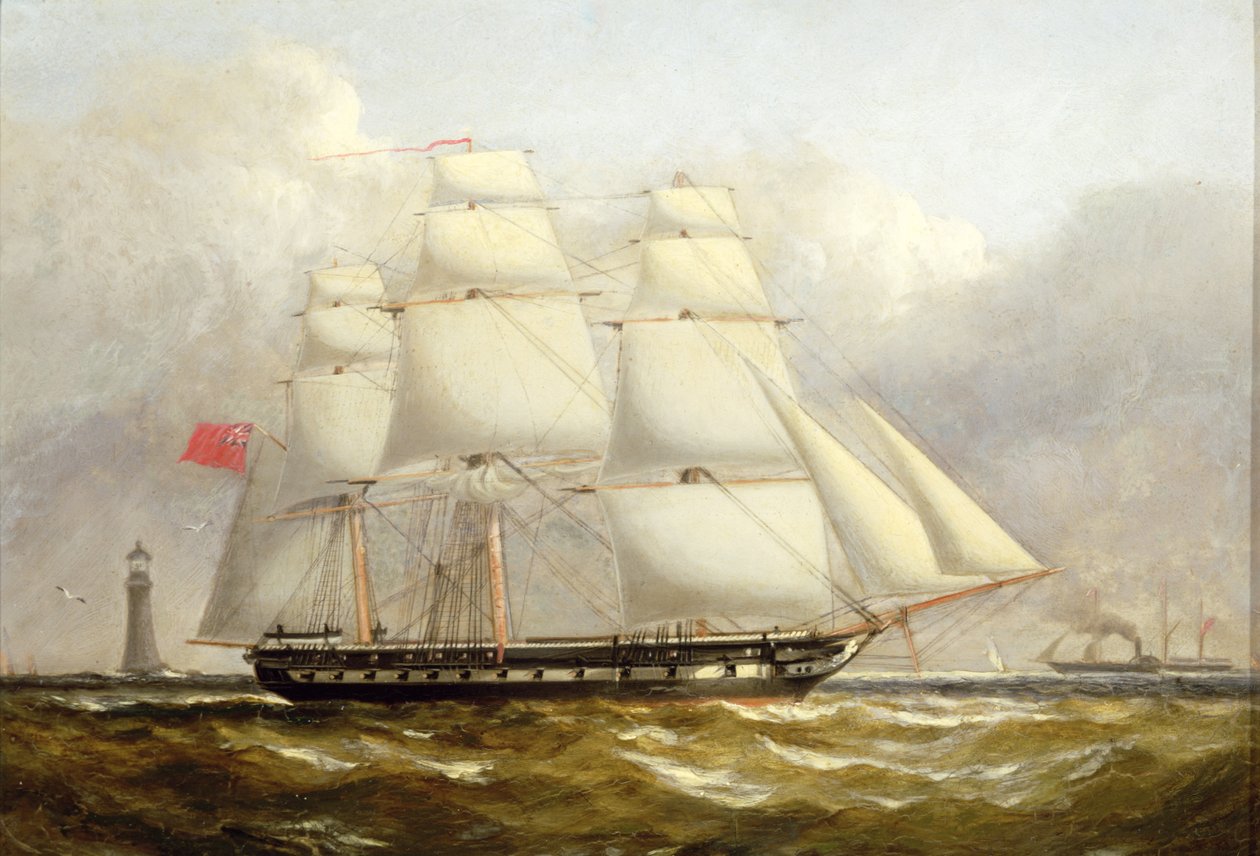 Fregata u Eddystone Lighthouse od Henry A. Luscombe
