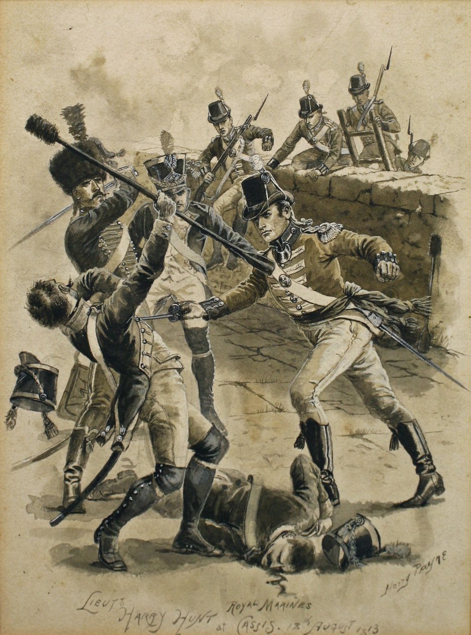 Poručík Harry Hunt Royal Marines v Cassis dne 18. srpna 1813 od Henry A. Payne