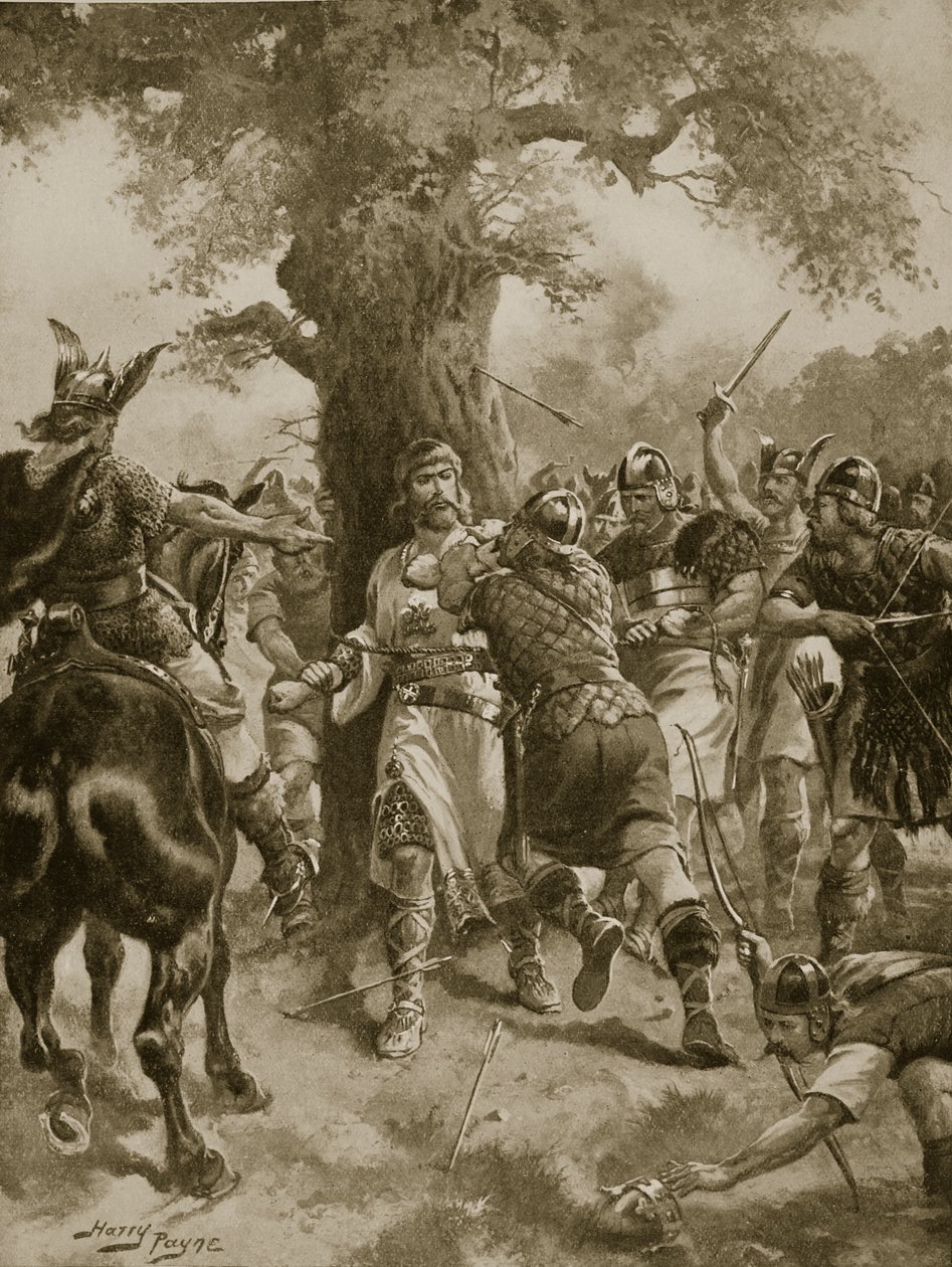 St. Edmund Slain by the Danes, 870 AD, ilustrace z 