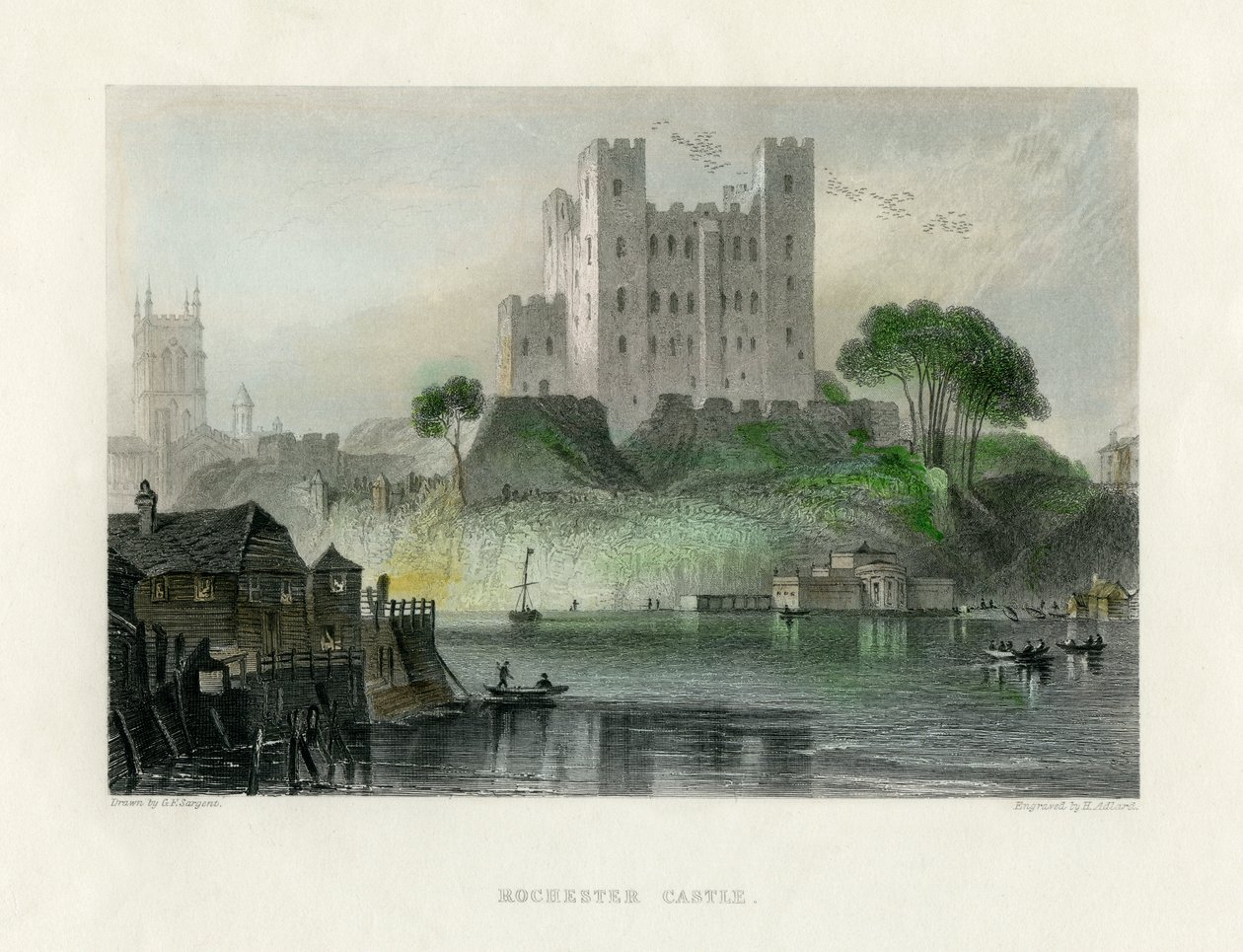 Rochester Castle, Kent, polovina 19. století. od Henry Adlard