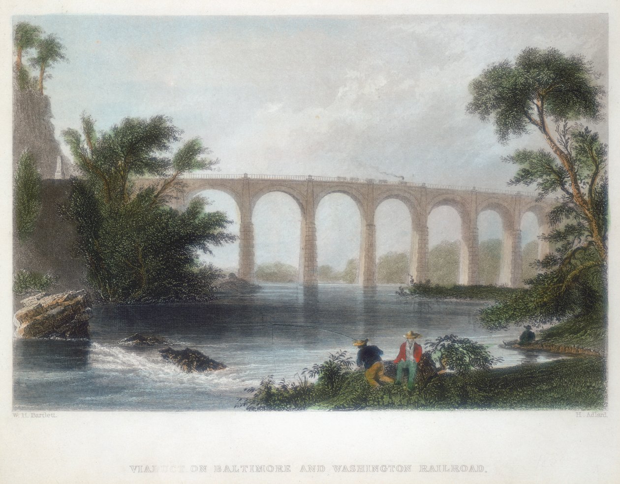 Viadukt na Baltimore & Washington Railroad, c1838 od Henry Adlard