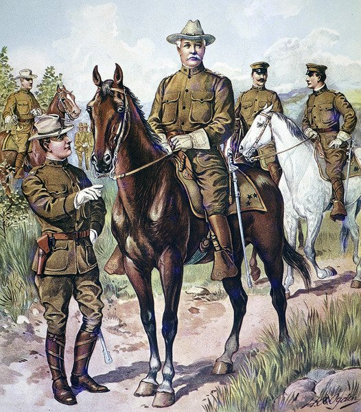 Uniformy polní služby armády USA 1902-07 (barevná litografie) od Henry Alexander (after) Ogden