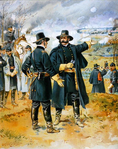 Generál Burnside (1824-81) v bitvě u Fredericksburgu od Henry Alexander (after) Ogden
