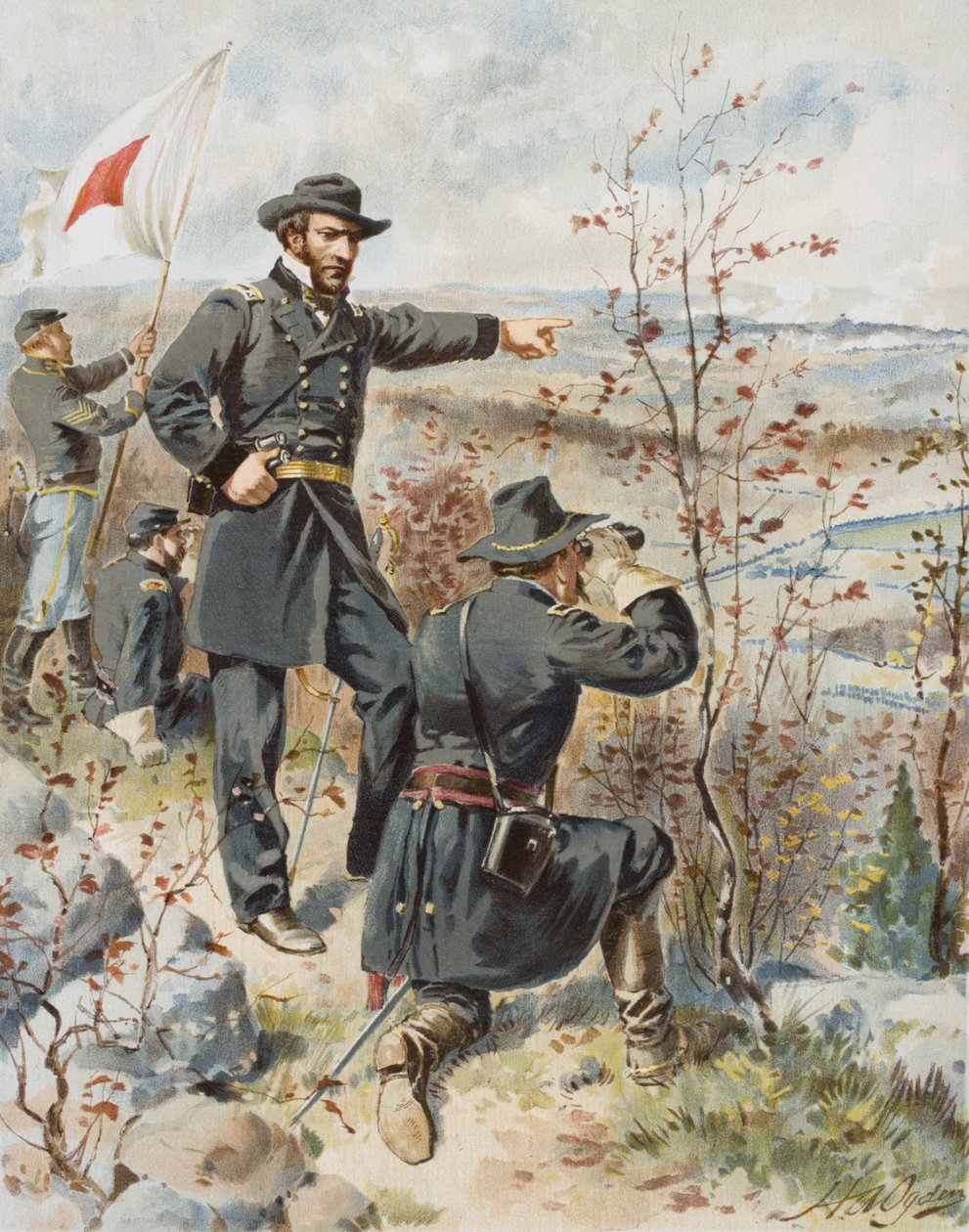 Generál Sherman na Kenesaw Mountain během bitvy o Allatoona Pass, 4. října od Henry Alexander (after) Ogden
