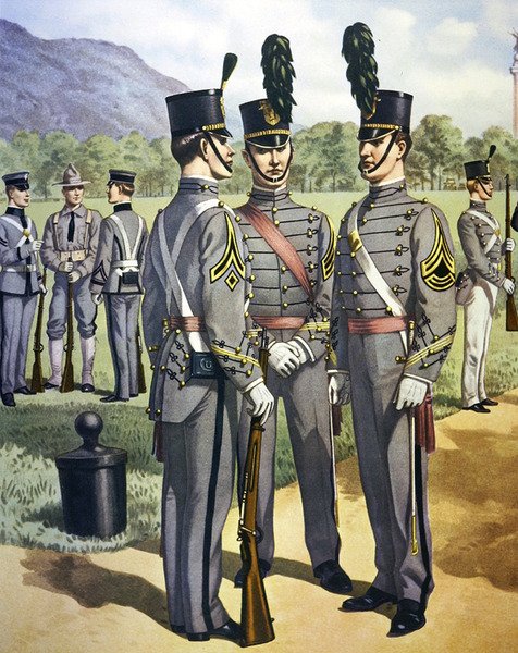 Uniformy kadetů vojenské akademie West Point z let 1902-07 (barva lito) od Henry Alexander (after) Ogden