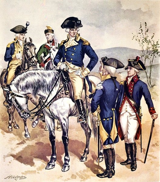 Uniformy americké armády z let 1779-83 (akvarel na papíře) od Henry Alexander Ogden