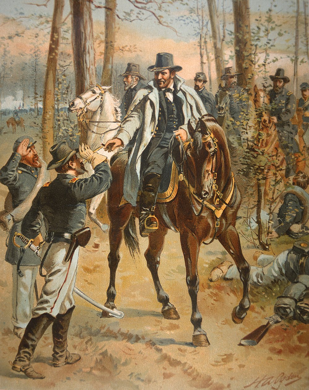 Generál Grant v kampani v divočině, 5. května 1864 (barevné lito) od Henry Alexander Ogden