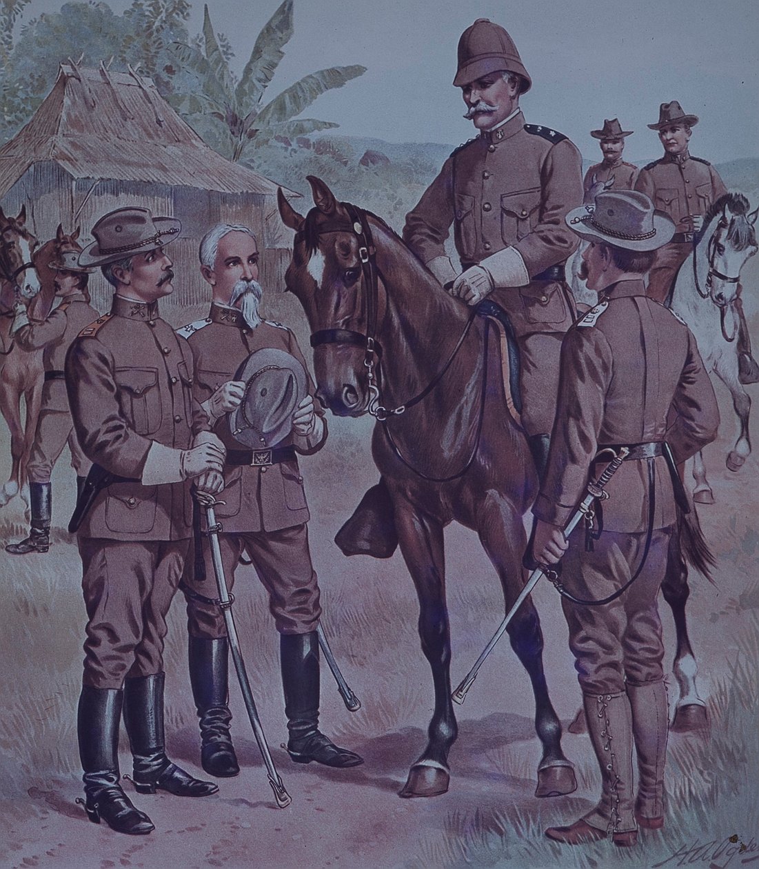 Španělsko-americká válka 1898, američtí vojáci, nasazený Gen Lawton, velitel druhé divize, 5. armádní sbor, na Kubě od Henry Alexander Ogden
