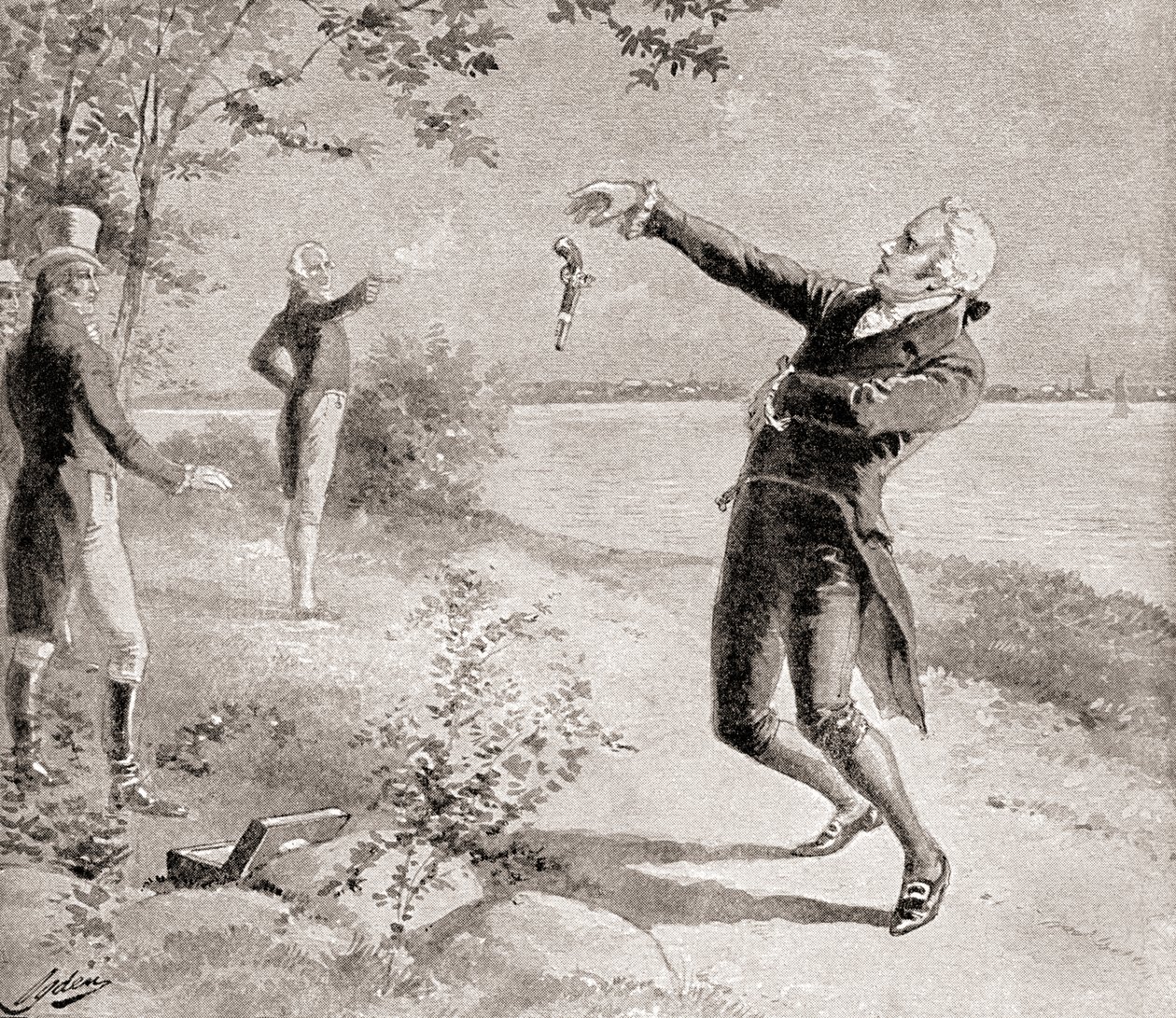 Souboj Burr?-Hamilton 11. července 1804, z Historie naší země, vydané 1905 od Henry Alexander Ogden
