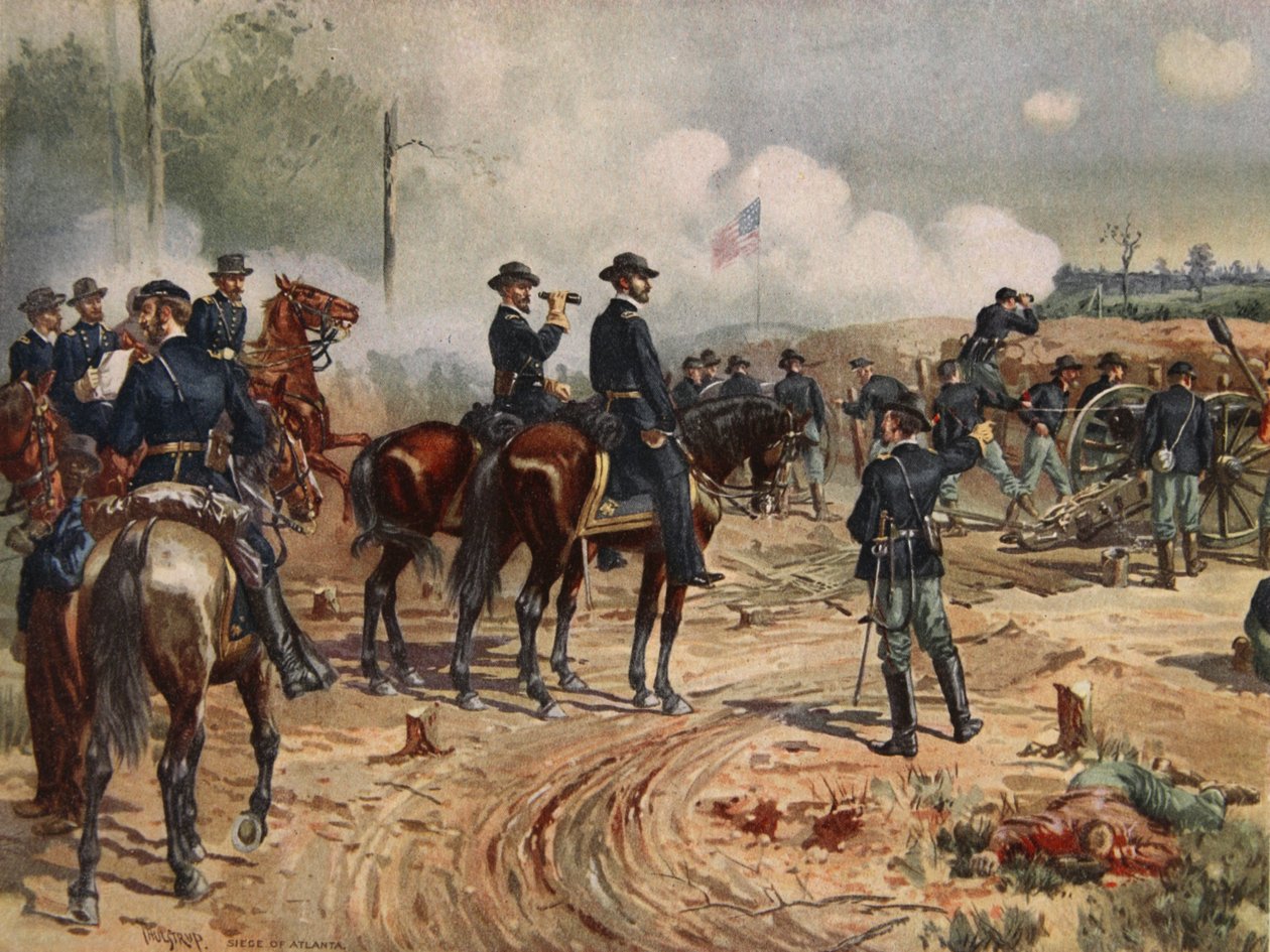 Obléhání Atlanty, 28. července – 2. září 1864 (barevné lito) od Henry Alexander Ogden