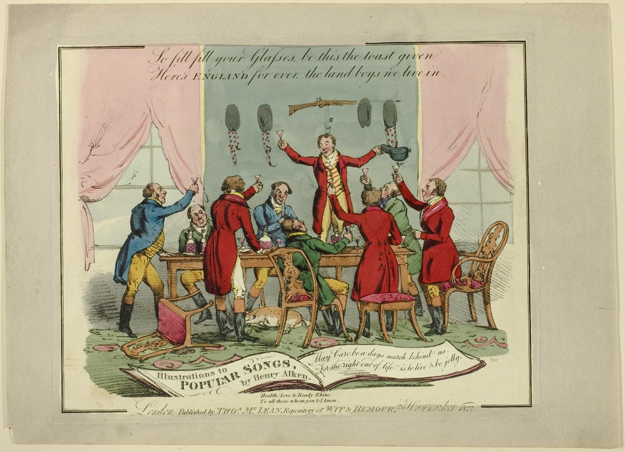 Deska od ilustrací k populárním písním od Henry Alken