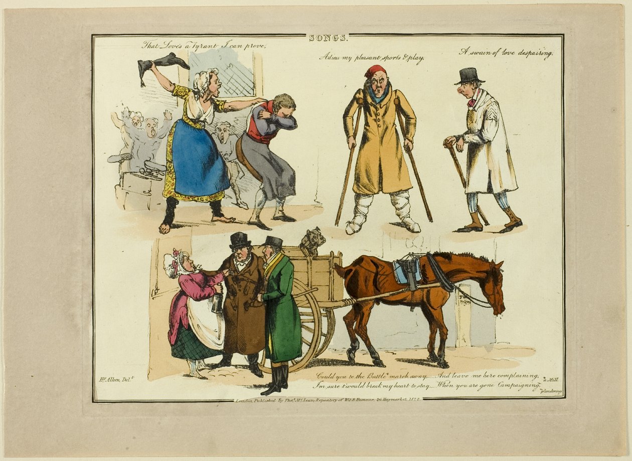 Deska od ilustrací k populárním písním od Henry Alken